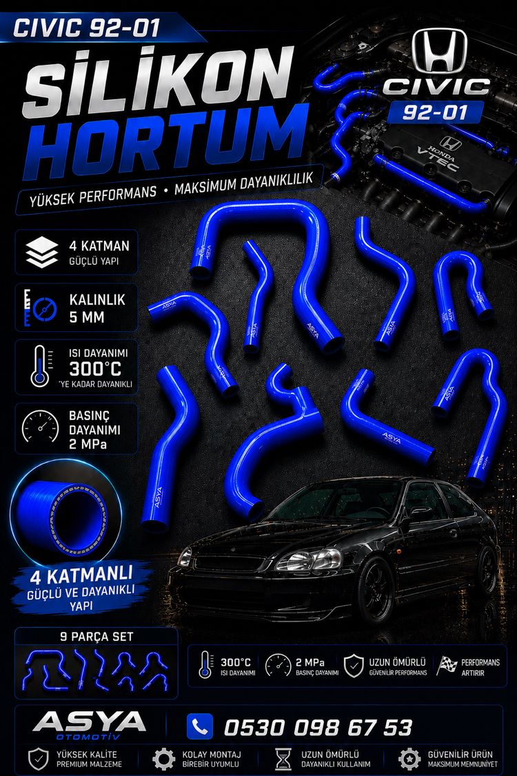 CIVIC İES 92-01 HORTUM SETİ MAVİ