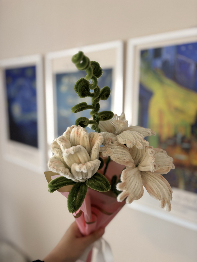  Cream Blossom Şönil Flower Bouquet | Handmade Floral Decor