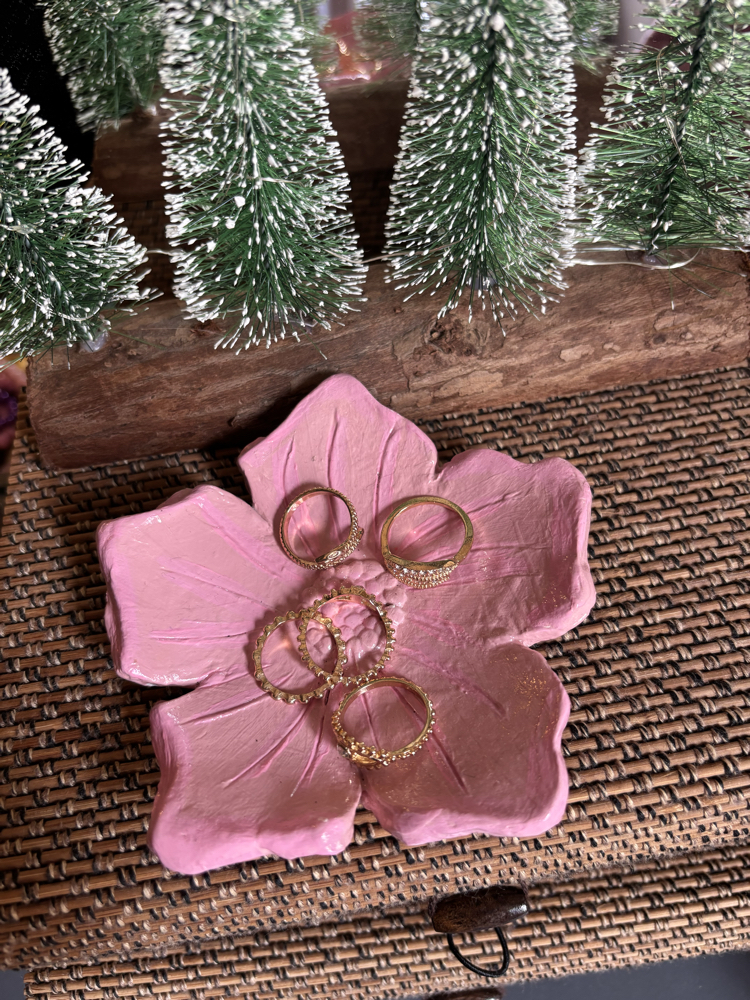 Sakura Seramik Yüzüklük | El Yapımı Çiçek Ring Holder  Handmade Ceramic Jewelry Holder