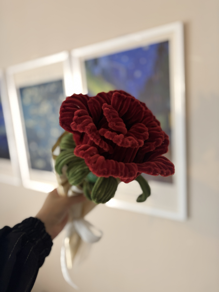 Handmade Large Chenille Rose Bouquet Flower – Velvet Pipe Cleaner Rose Decor