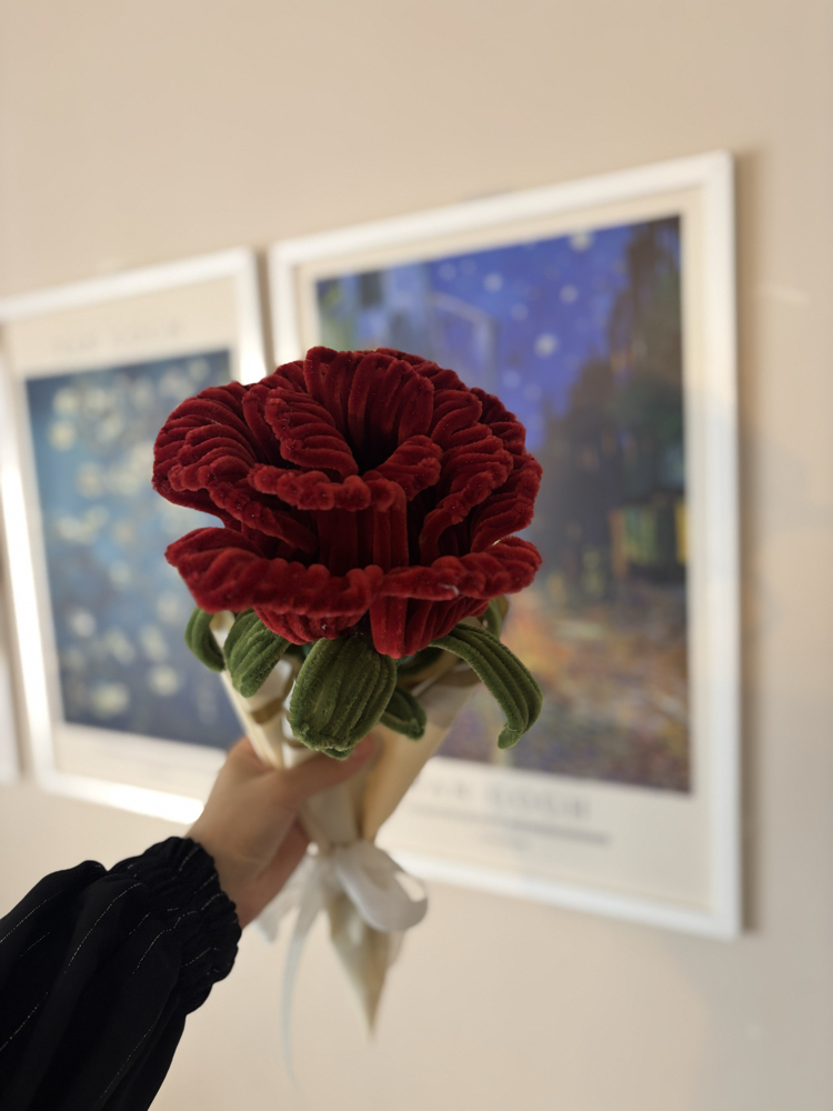 Handmade Large Chenille Rose Bouquet Flower – Velvet Pipe Cleaner Rose Decor