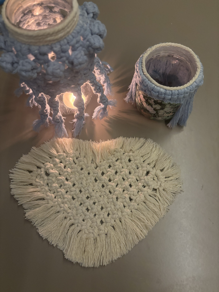 El Yapımı Makrome & Dekupaj Bohem Mumluk Seti | Cozy Ev Dekoru 