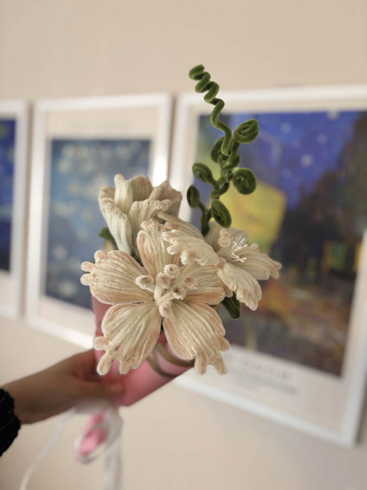  Cream Blossom Şönil Flower Bouquet | Handmade Floral Decor