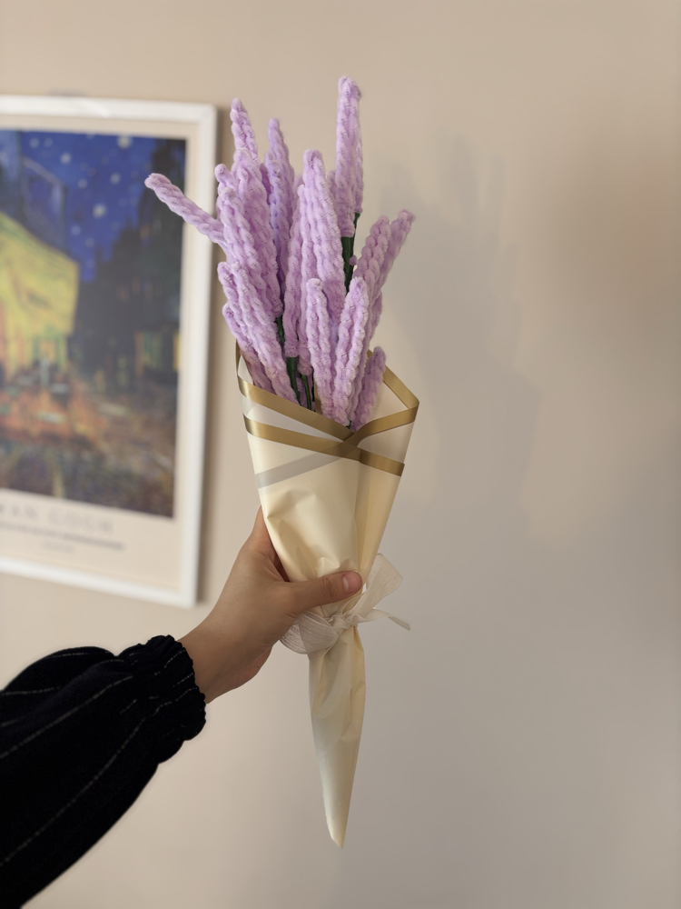  Özel Tasarım Lavanta Buketi | Handmade Chenille Flower Bouquet