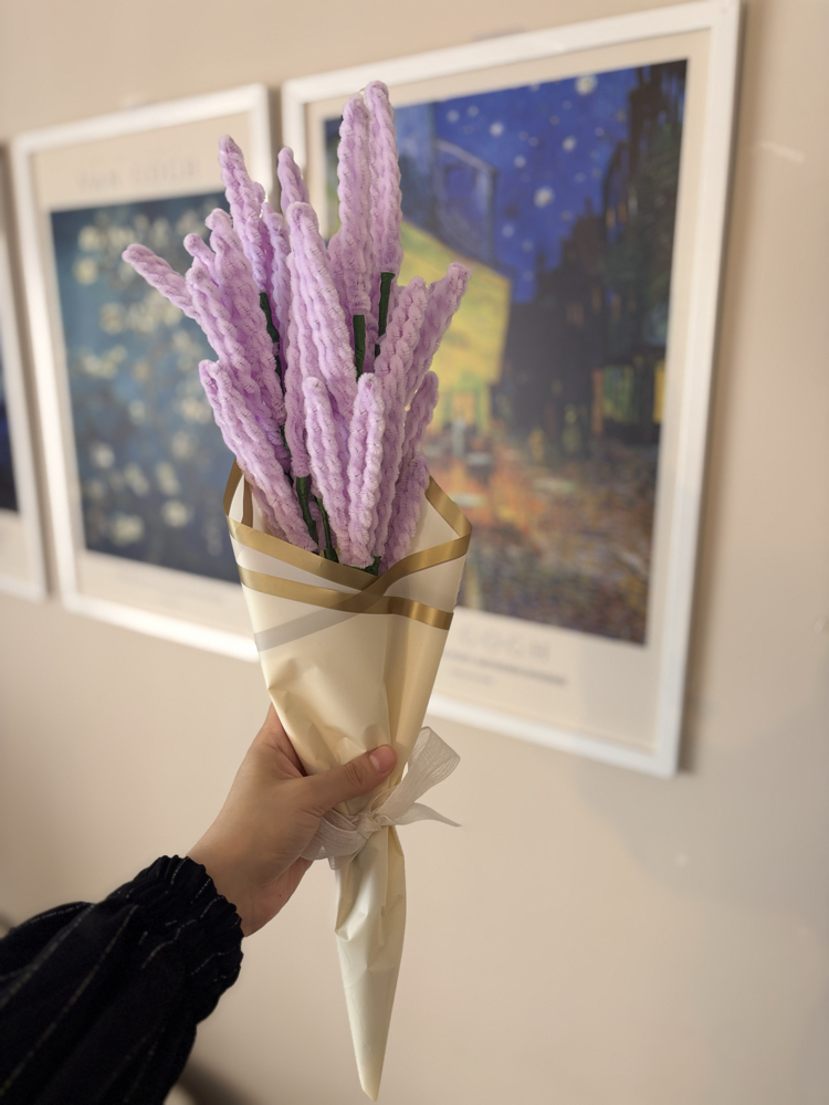  Özel Tasarım Lavanta Buketi | Handmade Chenille Flower Bouquet