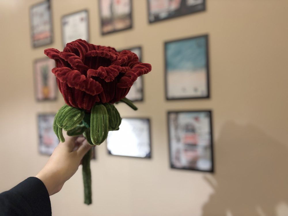 Handmade Large Chenille Rose Bouquet Flower – Velvet Pipe Cleaner Rose Decor