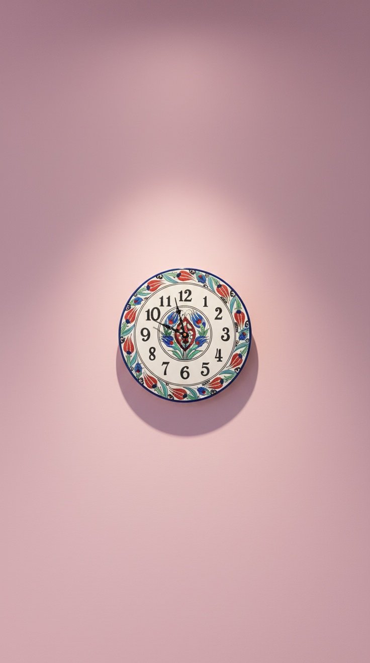 Çini desenli duvar saati (Wall clock with Turkish tile pattern)