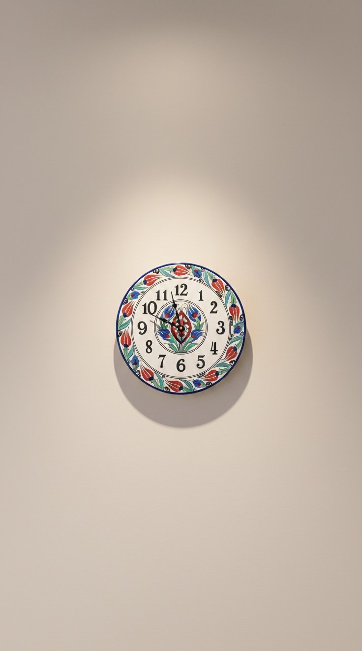 Çini desenli duvar saati (Wall clock with Turkish tile pattern)