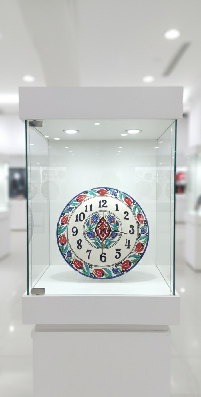 Çini desenli duvar saati (Wall clock with Turkish tile pattern)