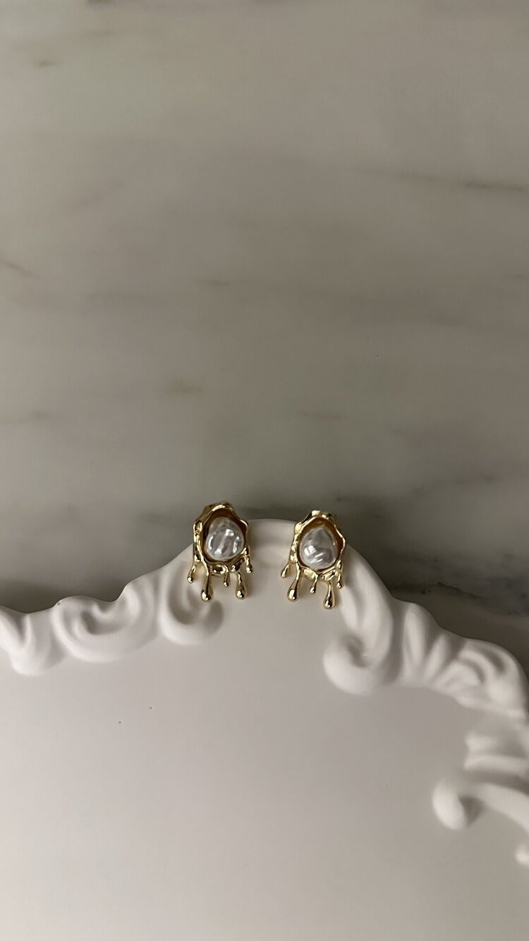 Küpe inci gold