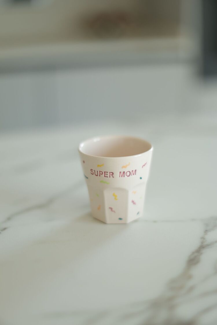 Super Mom Yazılı El Yapımı Seramik Bardak 