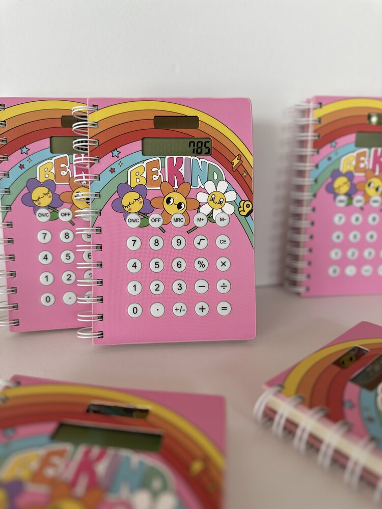 Hesap Makineli Pembe Defter 