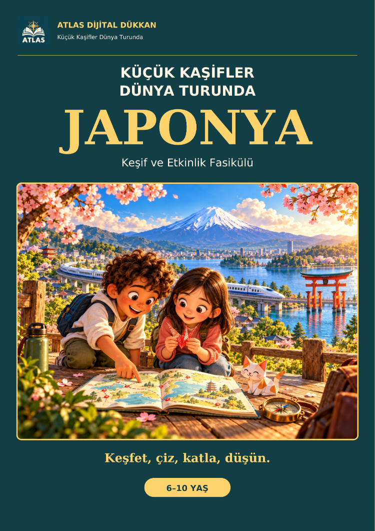 Küçük Kaşifler Dünya Turunda: Japonya | 6–10 Yaş | 26 Sayfa Türkçe Etkinlik Kitabı PDF