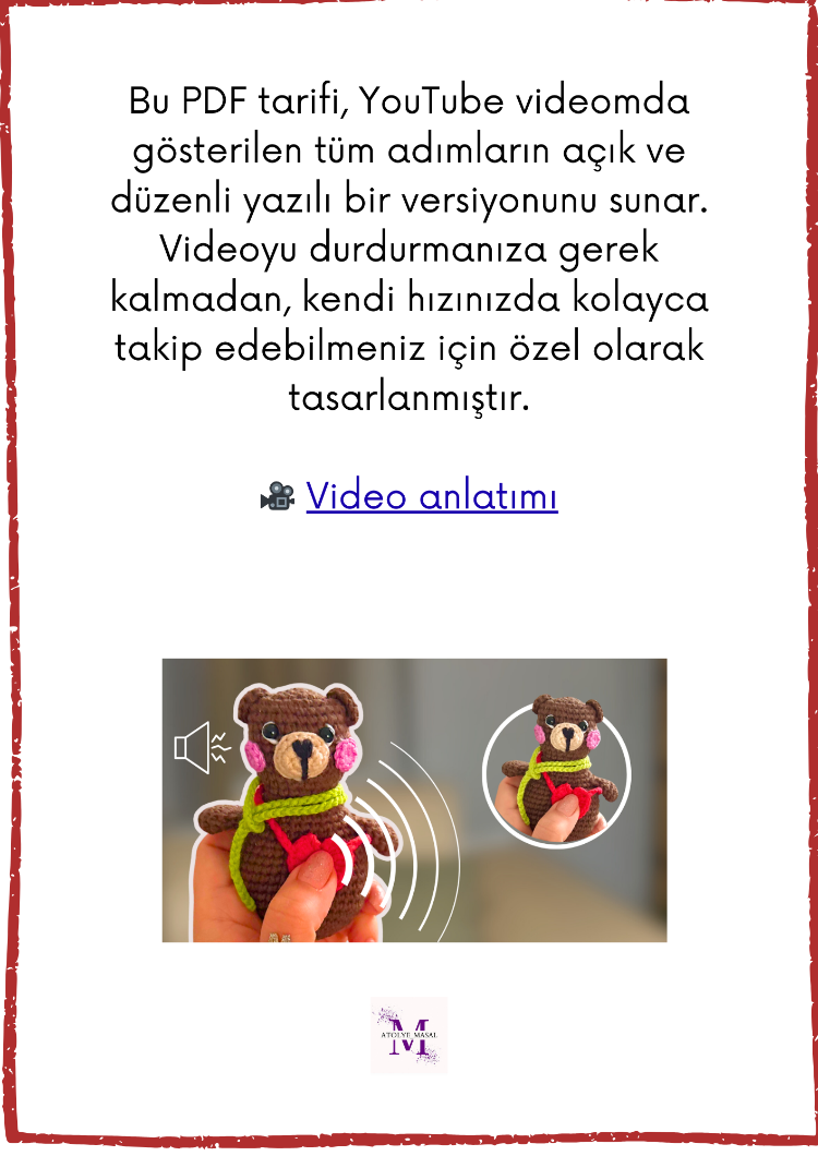 Amigurumi Çıt çıtlı Stres Oyuncağı Ayıcık Tarifi (PDF) | Crochet Pattern (Digital Download)