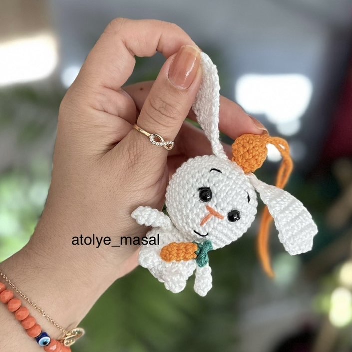 Araba Süsü Sevimli Tavşan PDF Tarifi | Cute Bunny Car Charm Pattern (Digital Download)