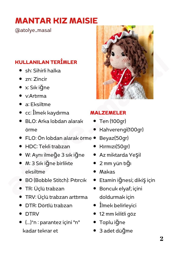 Mantar Kız – Tarif ve Hikaye Bir Arada PDF | Mushroom Girl – Crochet Pattern & Story 