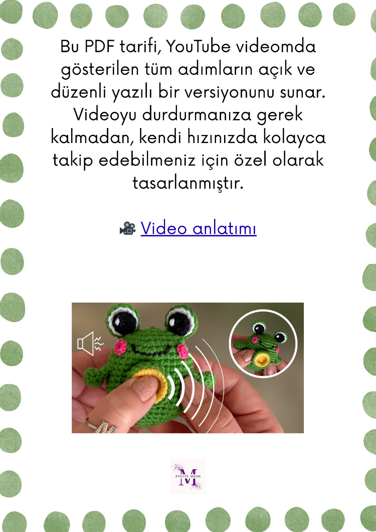 Amigurumi Çıt çıtlı Stres Oyuncağı Kurbağa Tarifi (PDF) | Crochet Pattern (Digital Download)