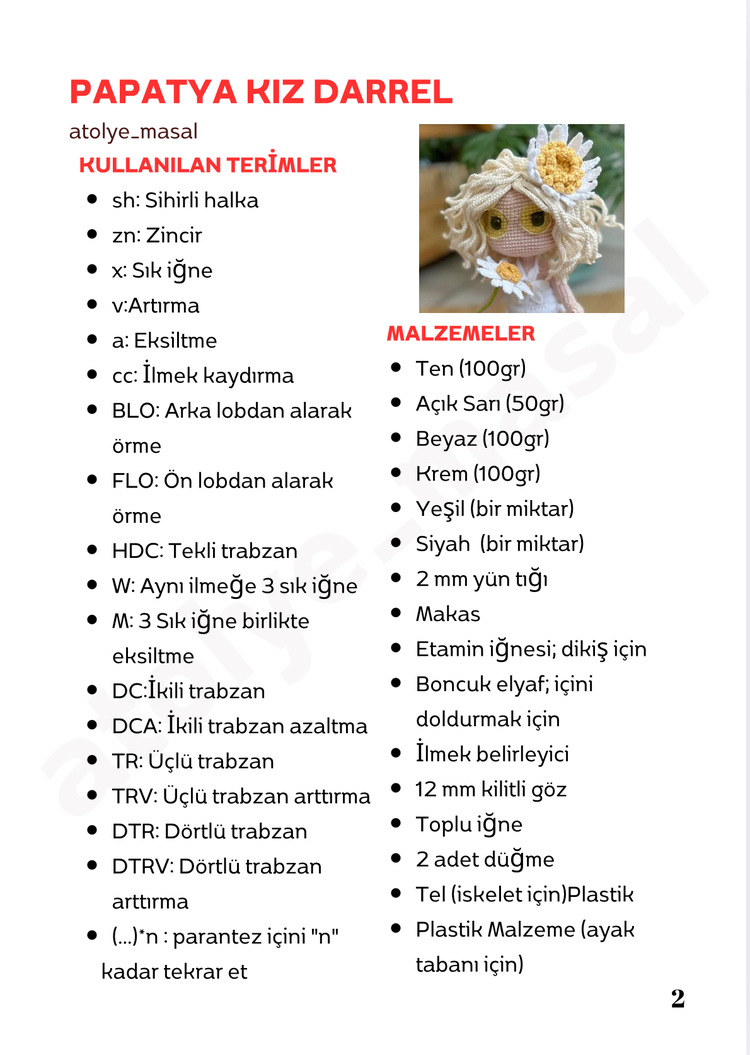 Papatya Kız – Tarif ve Hikaye Bir Arada PDF | Daisy Girl – Crochet Pattern & Story