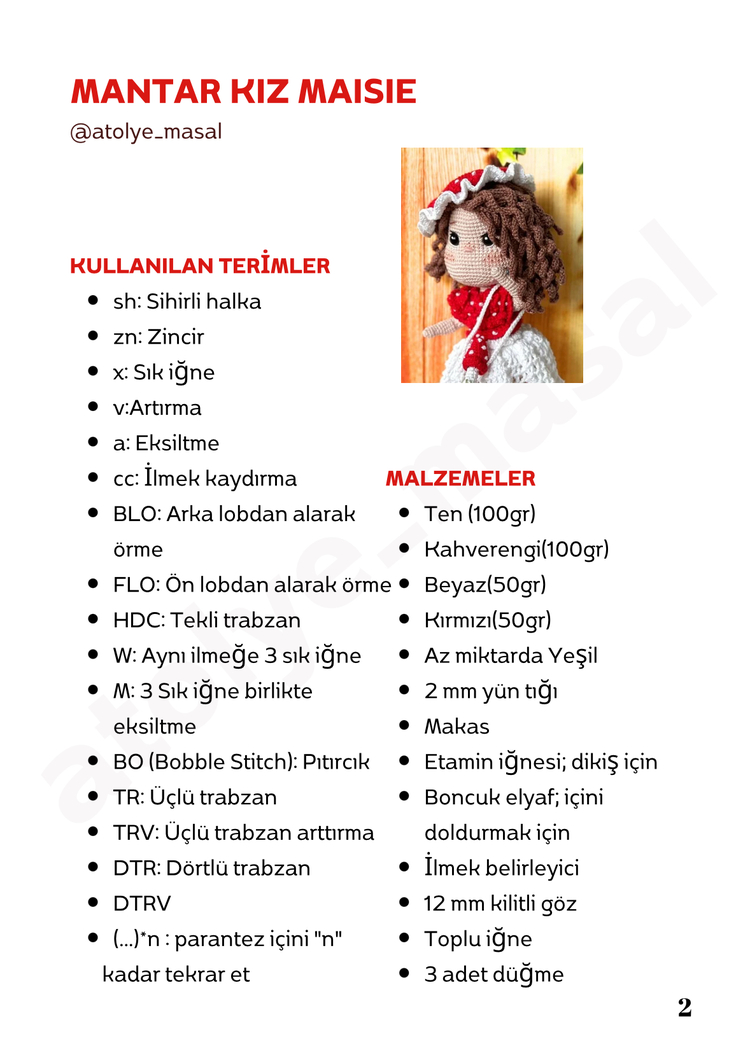Mantar Kız Maisie PDF Yazılı Tarif Dosyası | Mushroom Girl Maisie Crochet Download