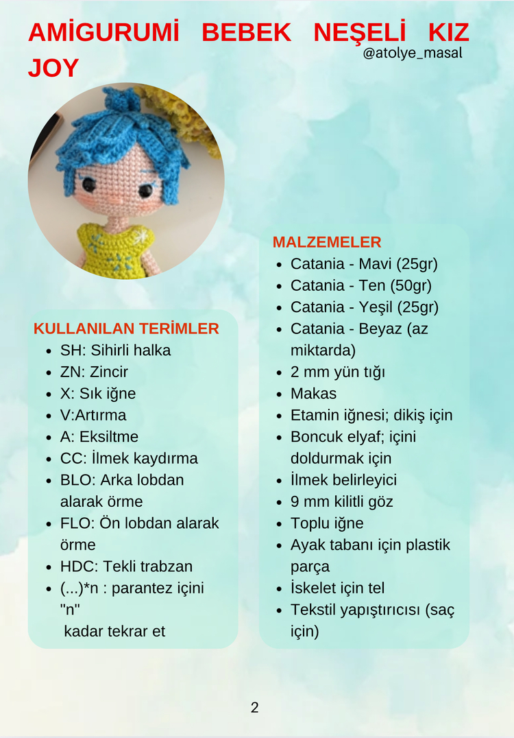 Amigurumi Bebek Neşeli Kız Joy PDF Tarif Dosyası | Amigurumi Baby Joy