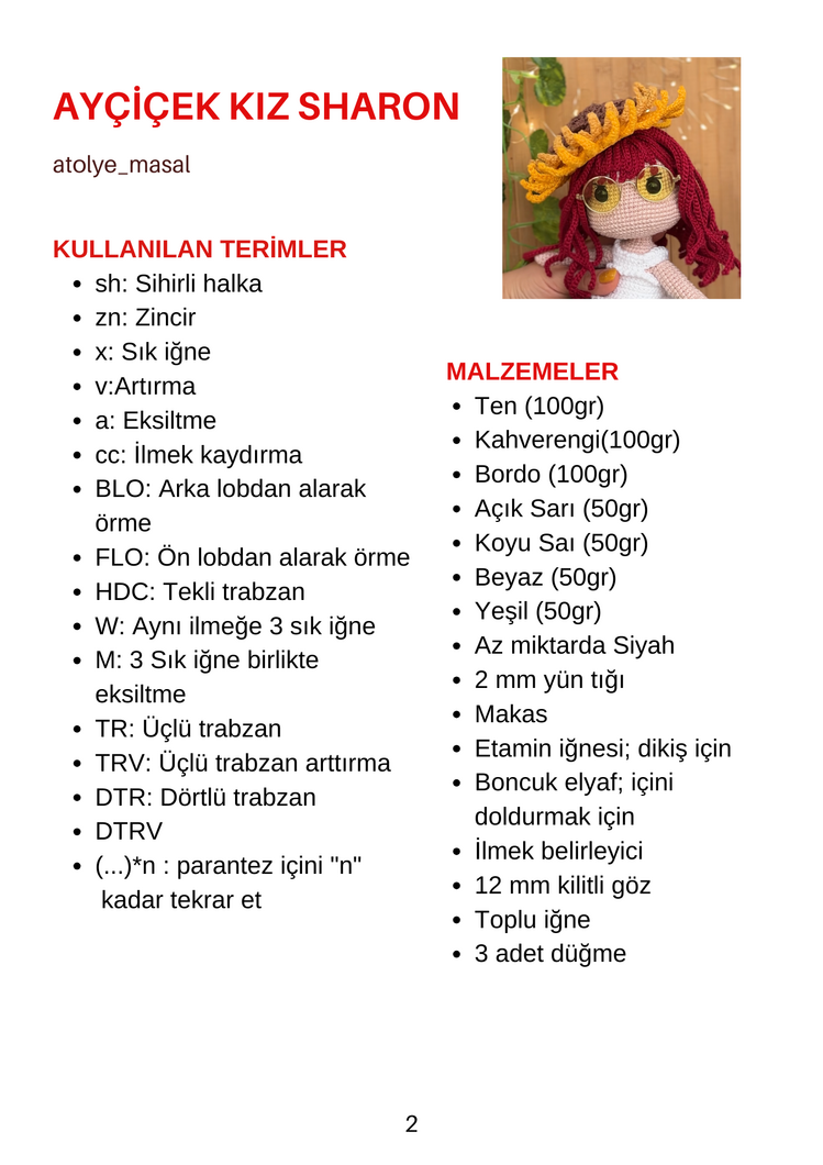Ayçiçek Kız – Tarif ve Hikaye Bir Arada PDF | Sunflower Girl – Crochet Pattern & Story