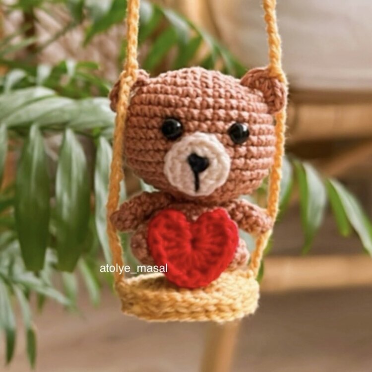 Amigurumi Ayı Araba Süsü PDF Tarifi | Teddy Bear Car Charm Crochet Pattern (Digital Download)