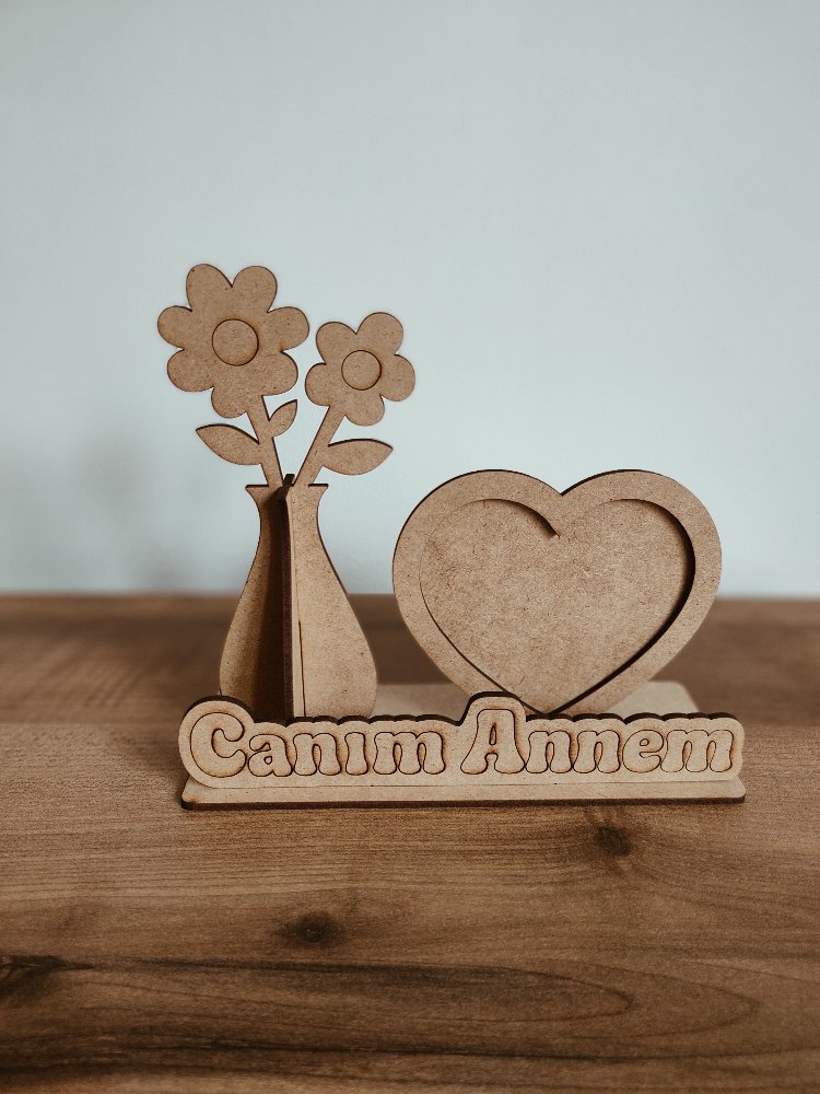 Canım Annem Yazılı Çiçek Boyama ve Resim Çerçevesi