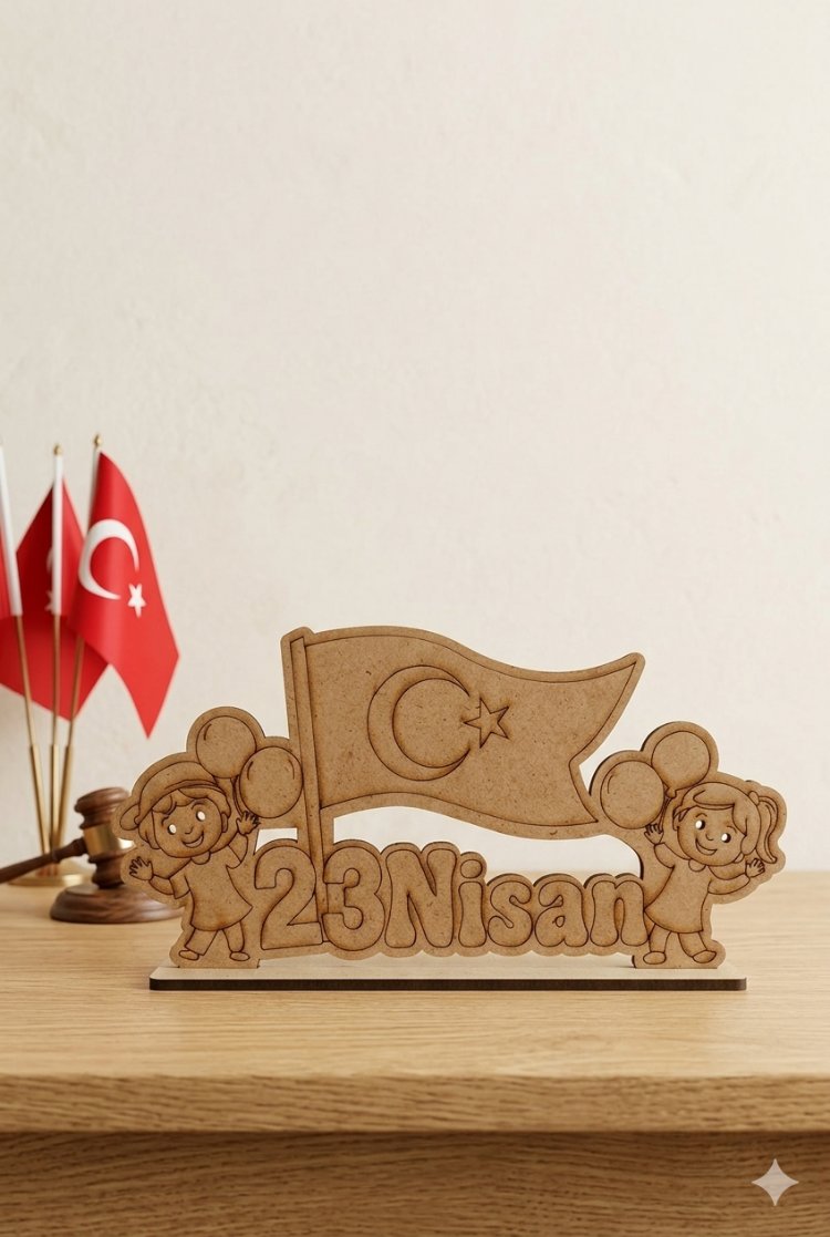 23 Nisan temalı ahşap boyama objesi