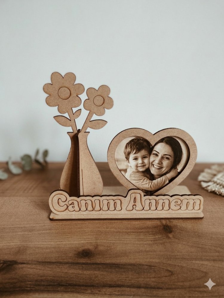 Canım Annem Yazılı Çiçek Boyama ve Resim Çerçevesi