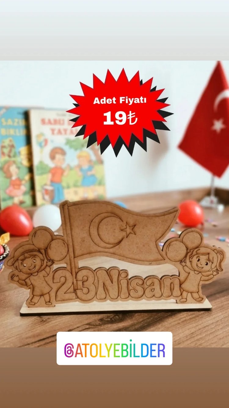 23 Nisan temalı ahşap boyama objesi