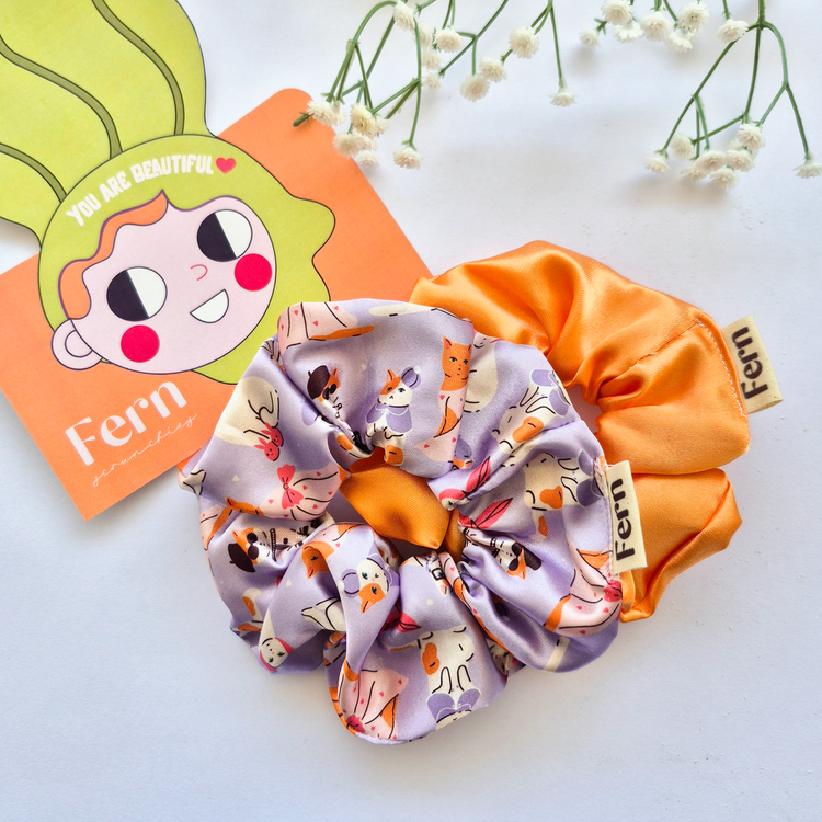 Scrunchie/Lastikli Toka 2'li Set Cats - Large