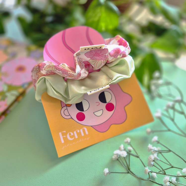 Scrunchie/Lastikli Toka 2'li Set Pink Flowers - Large