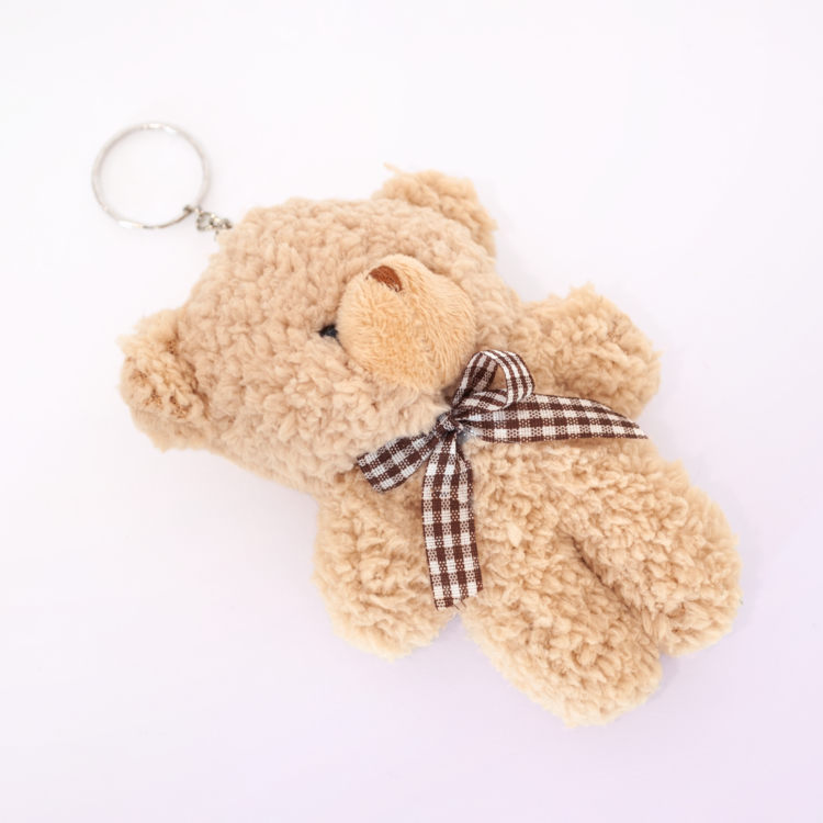 Ayıcık Anahtarlık Hediyeli Bakım Çantası Orta Boy Teddy Krem