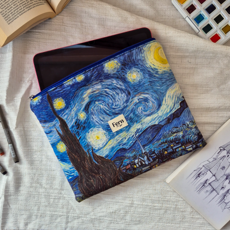 Fermuarlı Tablet/Kitap/Laptop/Macbook/ Kılıfı Sanat Serisi Yıldızlı Gece