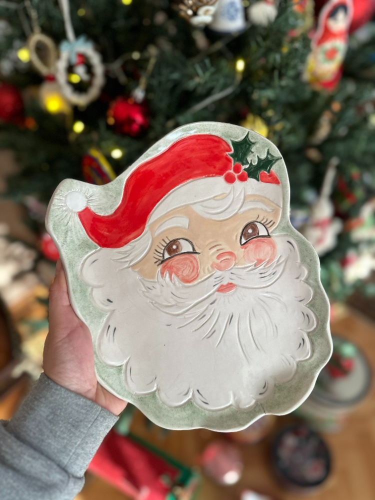 El Yapımı Seramik Noel Baba Tabak – Vintage Christmas Koleksiyonu | Atölye Gypsy