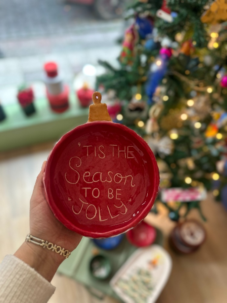 Yılbaşı Konseptli Kırmızı Kase |  “’Tis the Season to be Jolly” | Atölye Gypsy