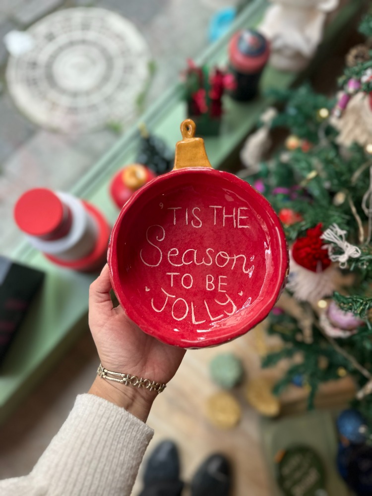 Yılbaşı Konseptli Kırmızı Kase |  “’Tis the Season to be Jolly” | Atölye Gypsy