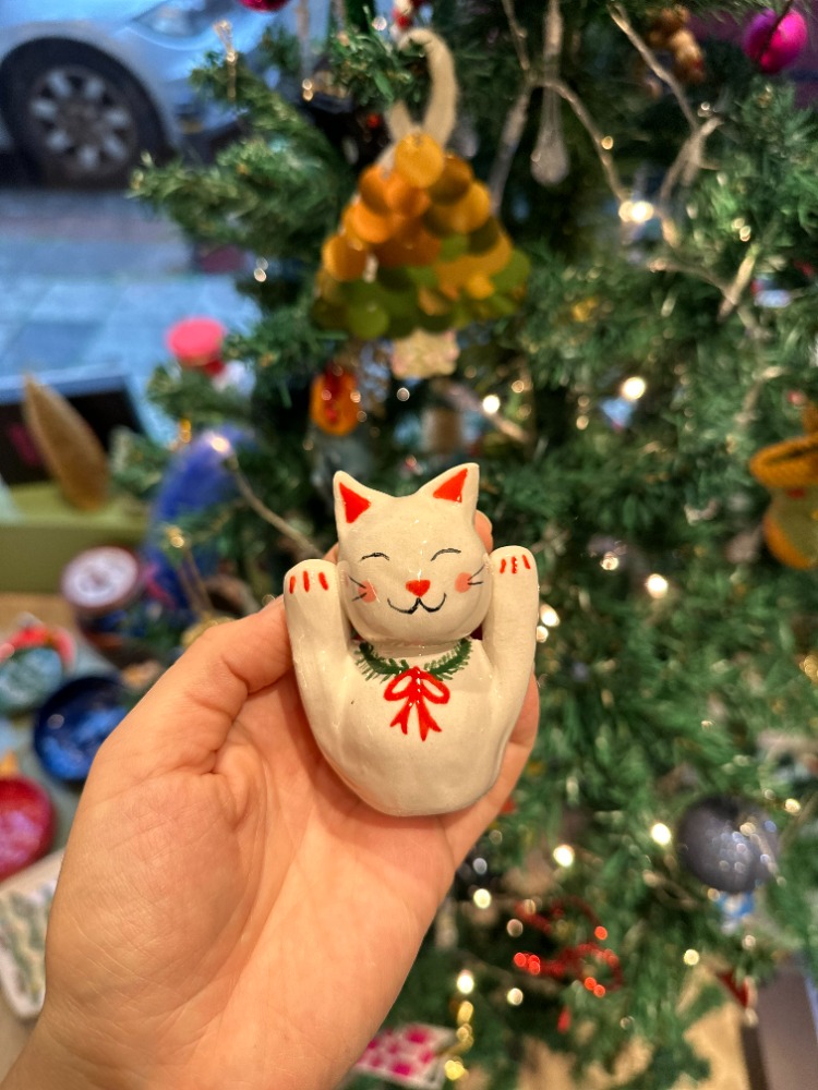 Yılbaşı Konseptli Maneki Neko ( Şans Getiren Kedi ) | El Yapımı Figür | Atölye Gypsy