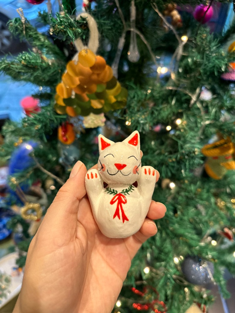 Yılbaşı Konseptli Maneki Neko ( Şans Getiren Kedi ) | El Yapımı Figür | Atölye Gypsy