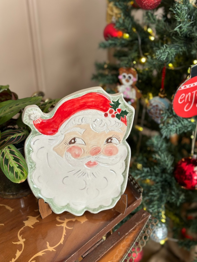 El Yapımı Seramik Noel Baba Tabak – Vintage Christmas Koleksiyonu | Atölye Gypsy
