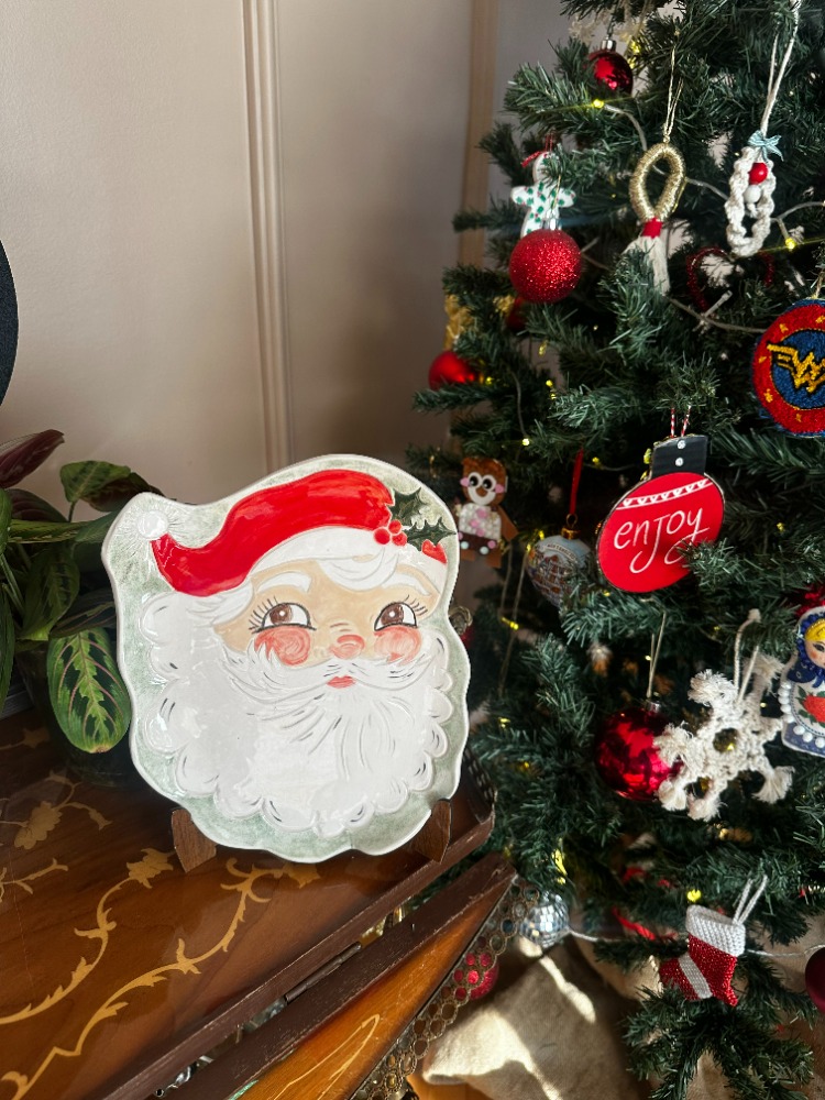 El Yapımı Seramik Noel Baba Tabak – Vintage Christmas Koleksiyonu | Atölye Gypsy