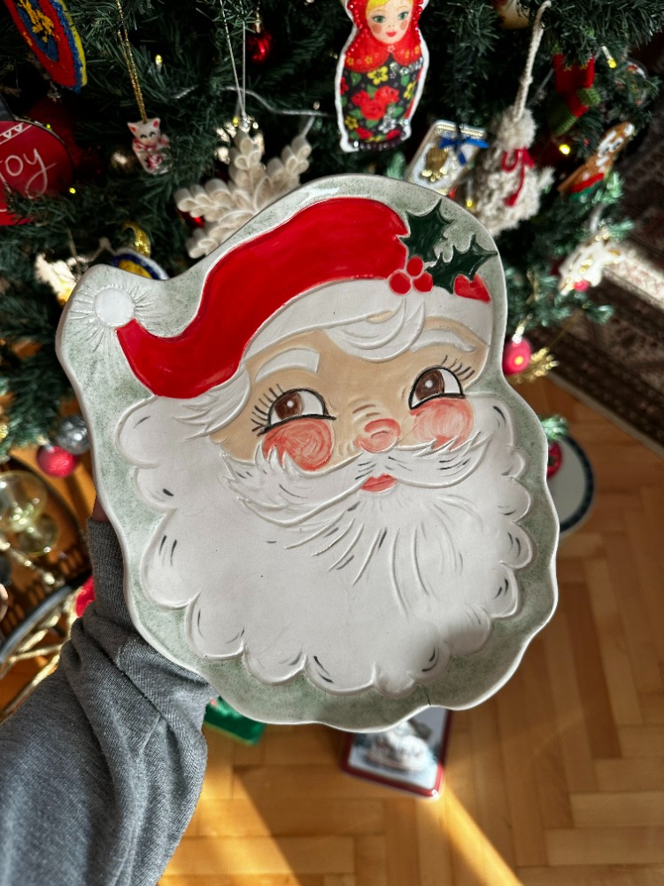 El Yapımı Seramik Noel Baba Tabak – Vintage Christmas Koleksiyonu | Atölye Gypsy