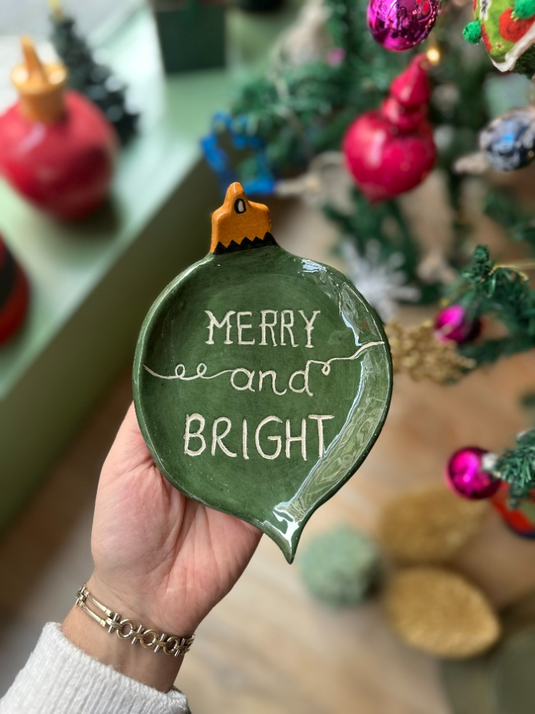 Yılbaşı Konseptli El Yapımı Seramik Mini Tabak | “Merry & Bright” | Atölye Gypsy