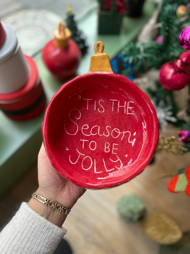 Yılbaşı Konseptli Kırmızı Kase |  “’Tis the Season to be Jolly” | Atölye Gypsy