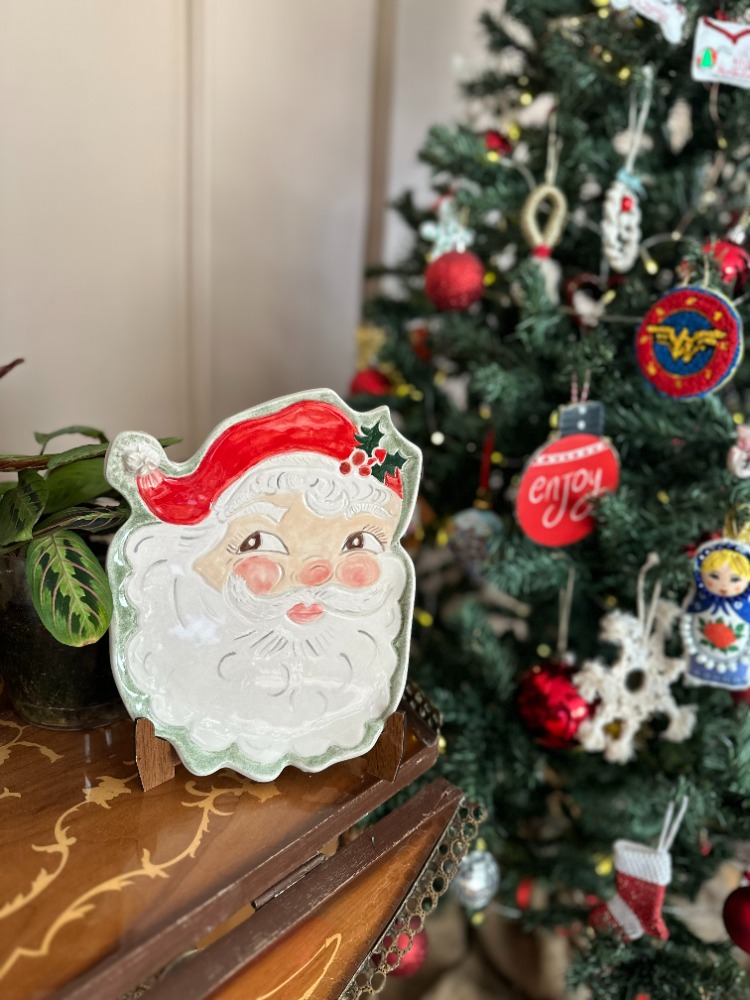 El Yapımı Seramik Noel Baba Tabak – Vintage Christmas Koleksiyonu | Atölye Gypsy