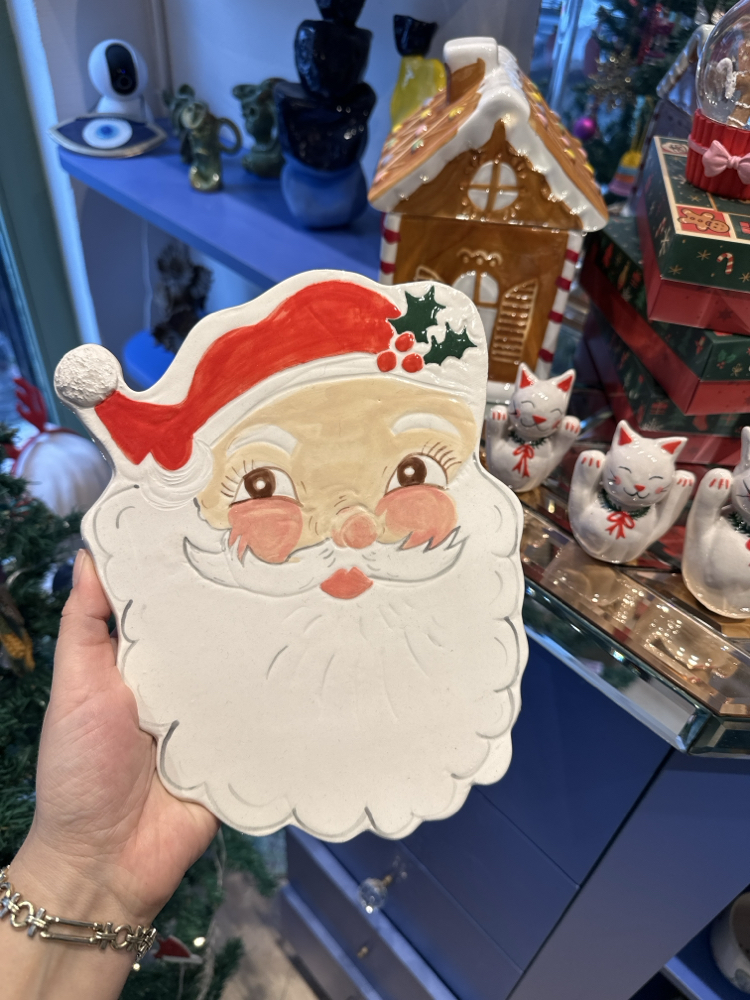 El Yapımı Seramik Noel Baba Peynir Tabağı – Vintage Christmas Koleksiyonu | Atölye Gypsy