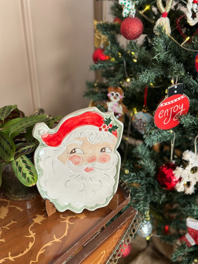 El Yapımı Seramik Noel Baba Tabak – Vintage Christmas Koleksiyonu | Atölye Gypsy
