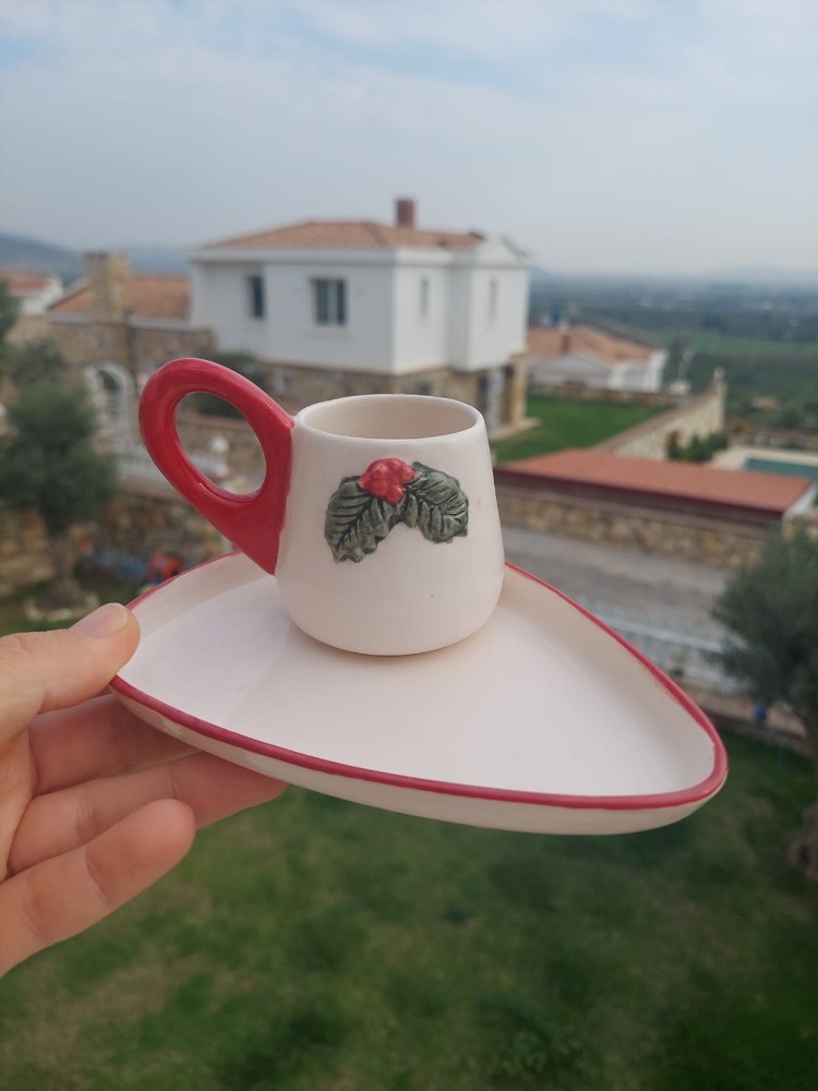 Kokina Figürlü Türk Kahvesi Fincan ve Tabağı - 100 ml