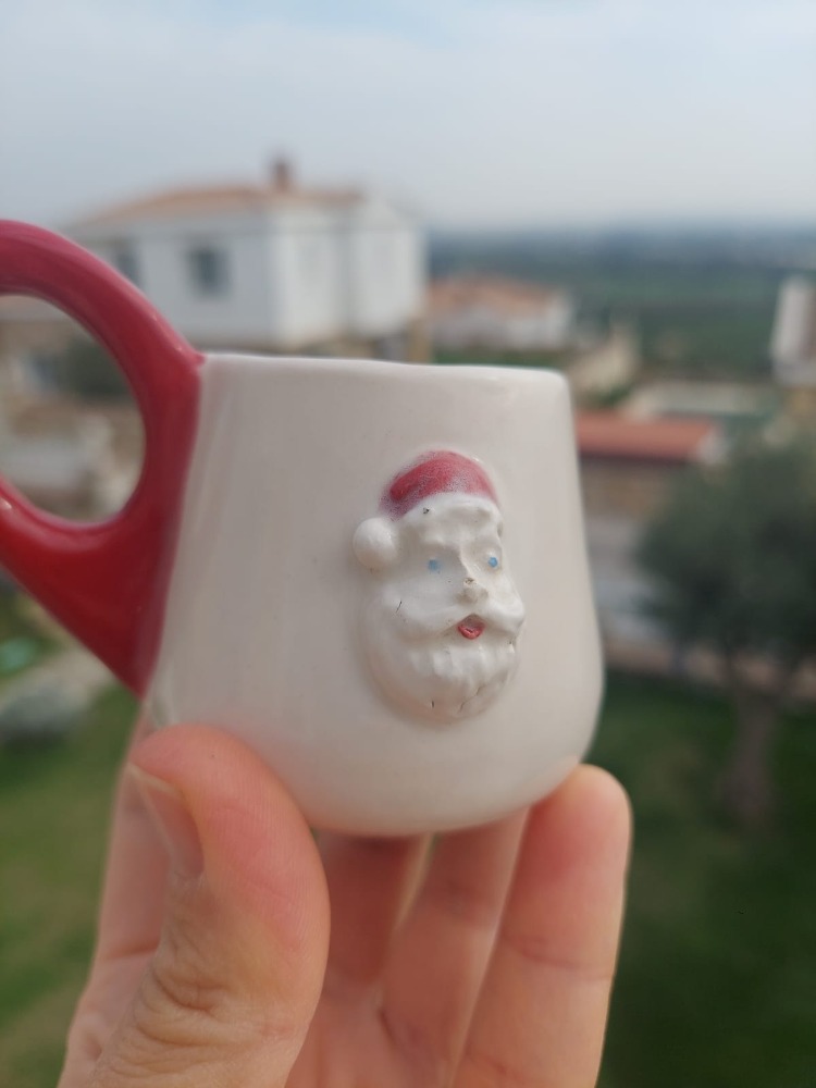 Noel Baba Figürlü Türk Kahvesi Fincan ve Tabağı - 100 ml