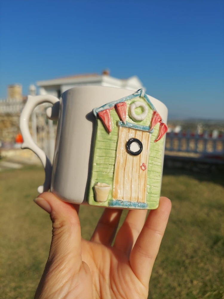 Sahil Kulübesi Desenli Kupa- 300 ml